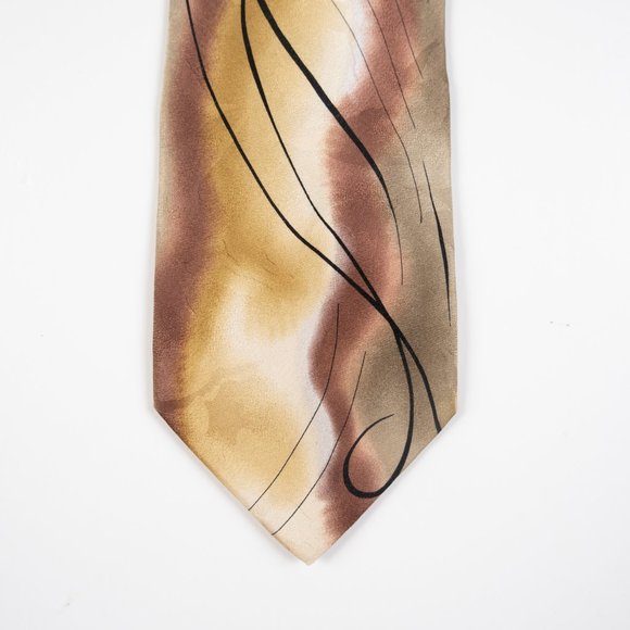 Elegant Brown and Tan Men's Tie - Picture 3 of 8